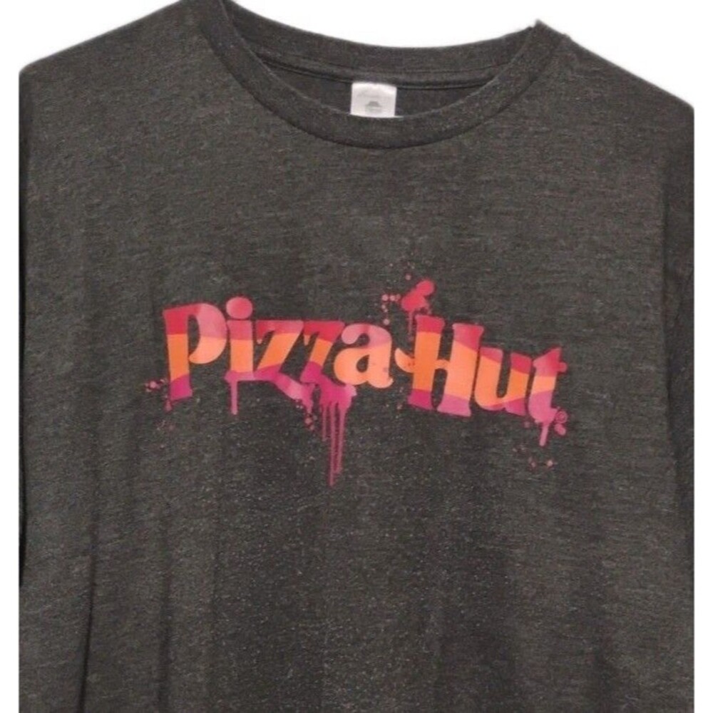 Pizza Hut Employee T Shirt Men’s Large Gray Work Uniform Graphic Logo Tee - Picture 3 of 4